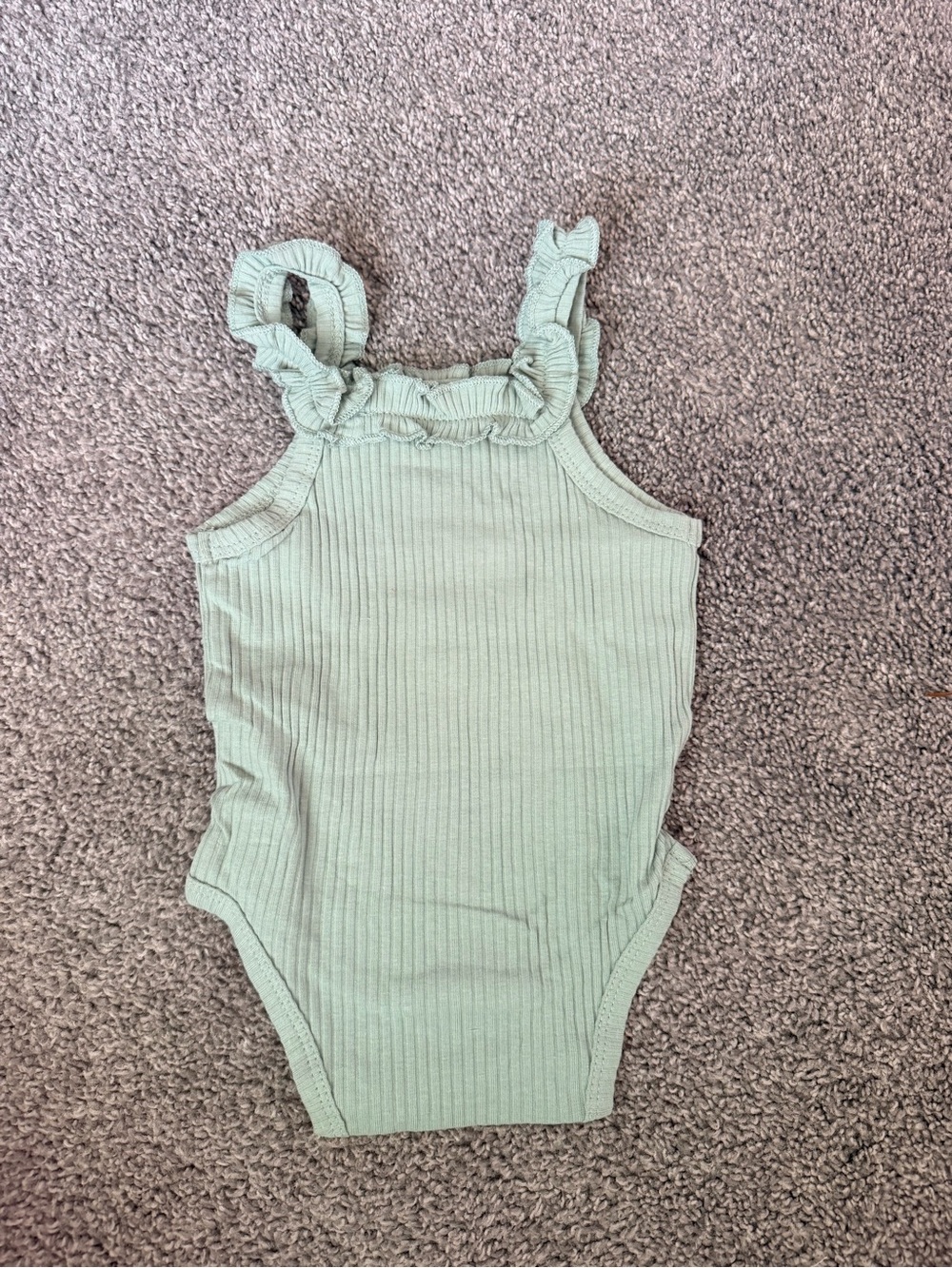 Olive Ruffle Tank with Floral Ruffle Shorts Set - Picture 7 of 12